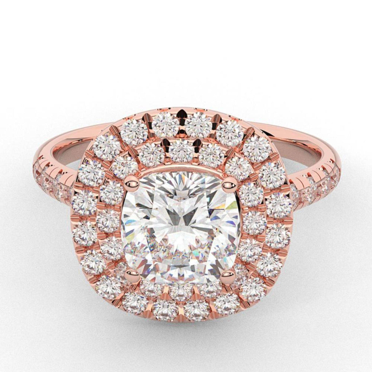 1.50 TCW Cushion Cut Double Halo Lab Grown Diamond Ring for Women