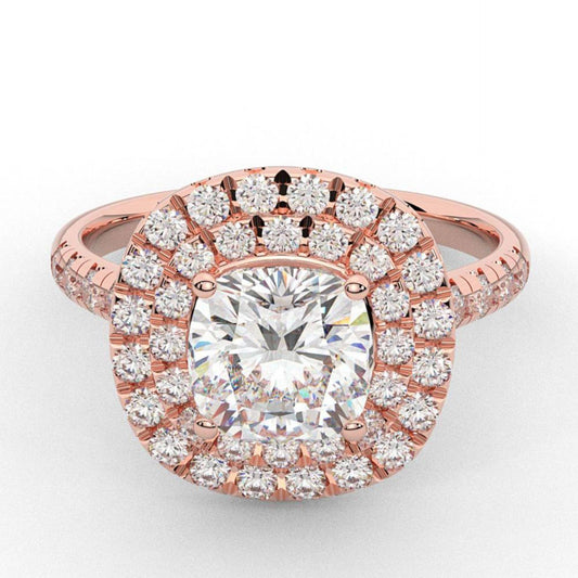 1.50 TCW Cushion Cut Double Halo Lab Grown Diamond Ring for Women