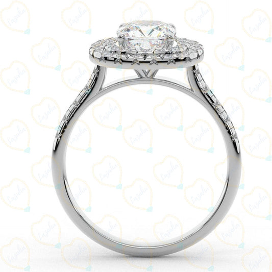 1.50 TCW Cushion Cut Double Halo Lab Grown Diamond Ring for Women