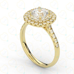 1.50 TCW Cushion Cut Double Halo Lab Grown Diamond Ring for Women