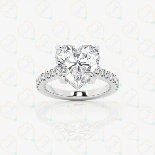 1.25 TCW Heart Cut Solitaire With Accents Lab Grown Diamond Ring for Women