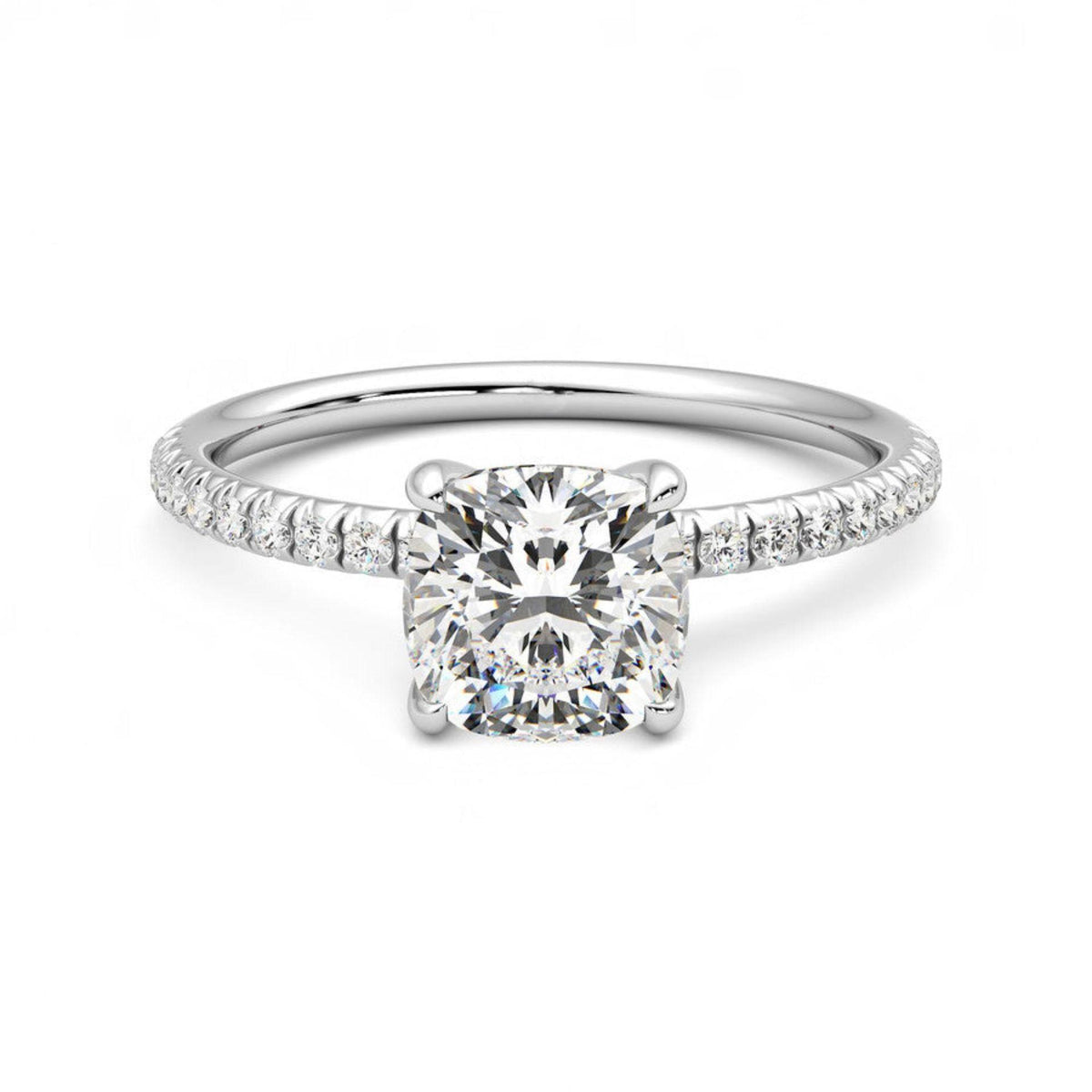 1.25 CTW Cushion Cut Solitaire With Accents Lab Grown Diamond Ring for Women