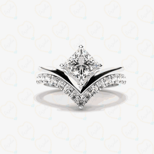 1.25 CTW Princess Cut Bridal Set Lab Grown Diamond Ring for Women