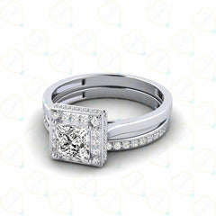 1.00 CTW Princess Cut Bridal Set Lab Grown Diamond Ring for Women