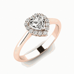 1.00 CTW Heart Cut Halo Lab Grown Diamond Ring for Women