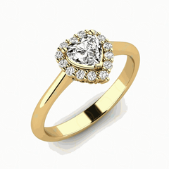 1.00 CTW Heart Cut Halo Lab Grown Diamond Ring for Women