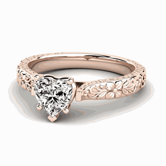 1.50 CTW Heart Cut Solitaire Lab Grown Diamond Ring for Women