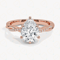 1.65 CTW Pear Cut Twisted Lab Grown Diamond Ring for Women