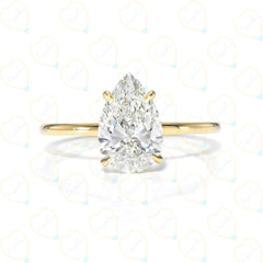 2.00 TCW Pear Cut Solitaire Lab Grown Diamond Ring for Women