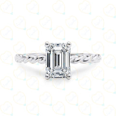 1.75 CTW Emerald Cut Solitaire Lab Grown Diamond Ring for Women