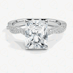 2.00 CTW Radiant Cut Twisted Lab Grown Diamond Ring for Women