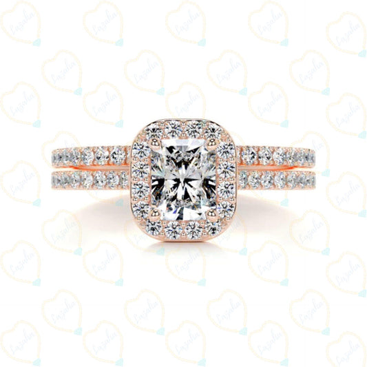 0.50 CTW Radiant Cut Bridal Set Lab Grown Diamond Ring for Women