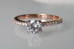 1.00 TCW Round Brilliant Cut Solitaire With Accents Lab  Diamond Ring for Women