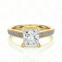 Princess-Cut Solitaire With Accents Lab Grown Diamond Ring for Her