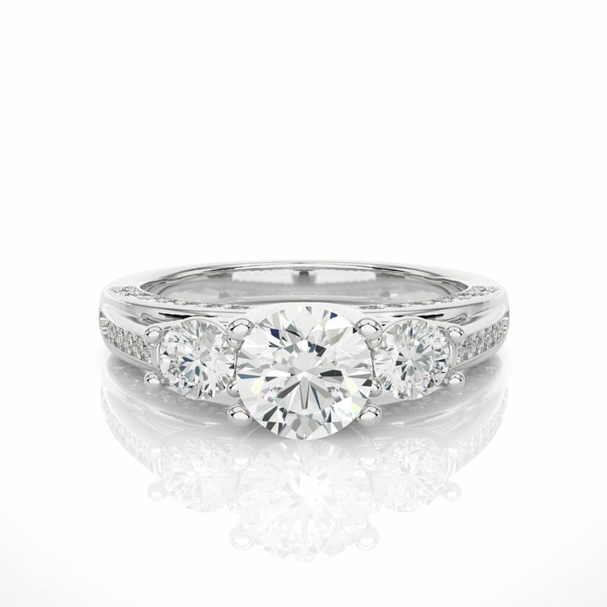 Round-Cut 3 Stone Brilliance Lab Grown Diamond Ring for Women