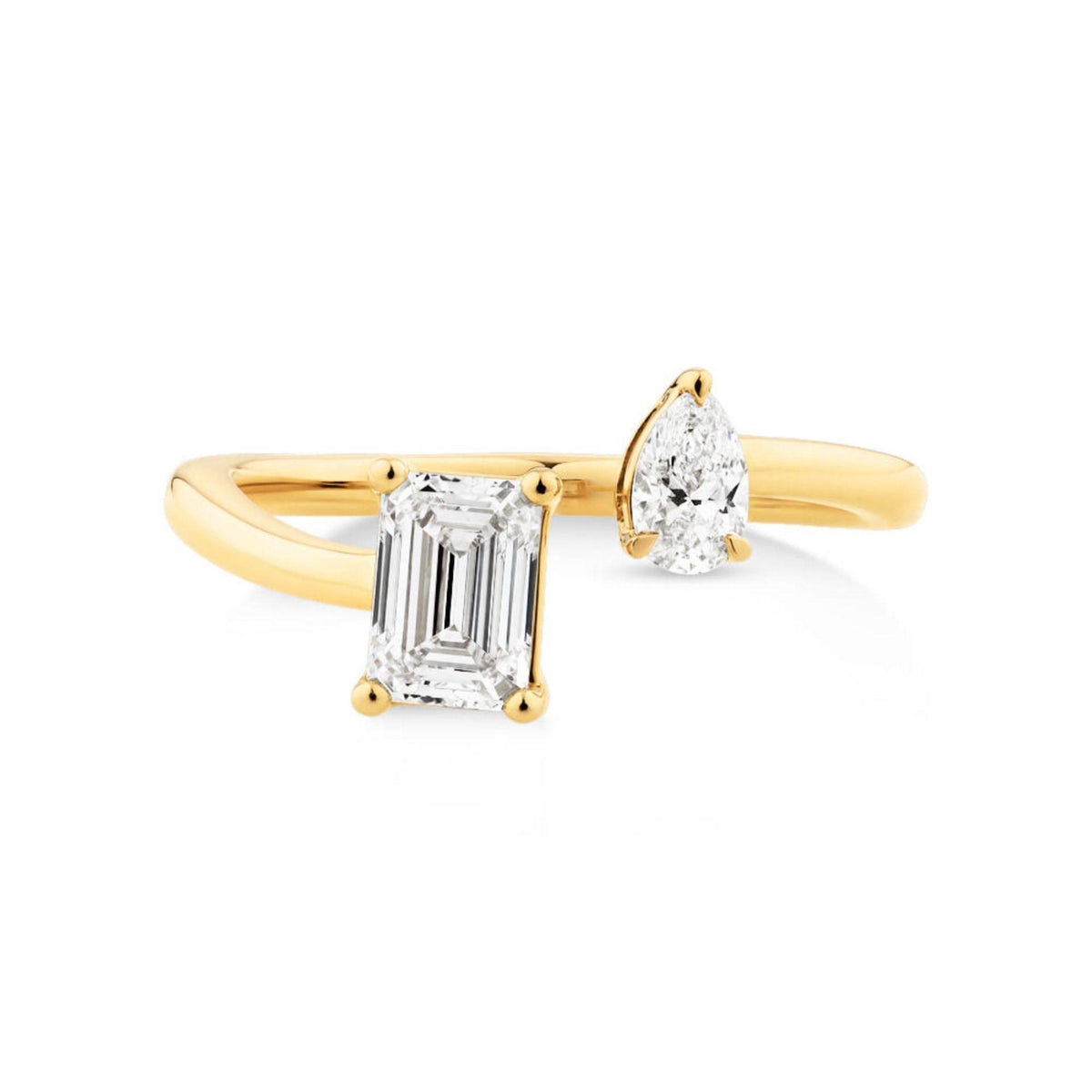 Emerald Cut Toi Et Moi Lab Grown Diamond Ring for Women