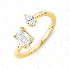 Emerald Cut Toi Et Moi Lab Grown Diamond Ring for Women