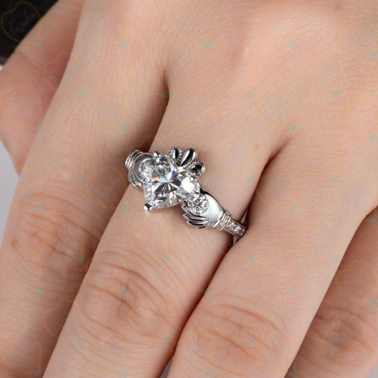 1.30 CTW Heart Cut Unique Lab Grown Diamond Ring for Women