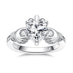 1.30 CTW Heart Cut Unique Lab Grown Diamond Ring for Women