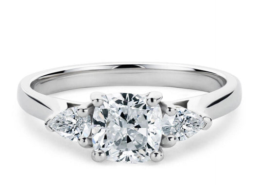 Cushion Cut 3 Stone Lab Grown Diamond Ring for Women