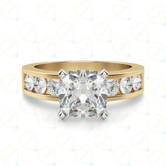 Cushion Cut Solitaire With Accents Lab Grown Diamond Ring for Women