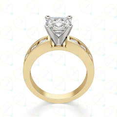 Cushion Cut Solitaire With Accents Lab Grown Diamond Ring for Women