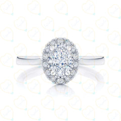 Oval Cut Halo Lab Grown Diamond Ring for Women