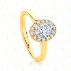 Oval Cut Halo Lab Grown Diamond Ring for Women