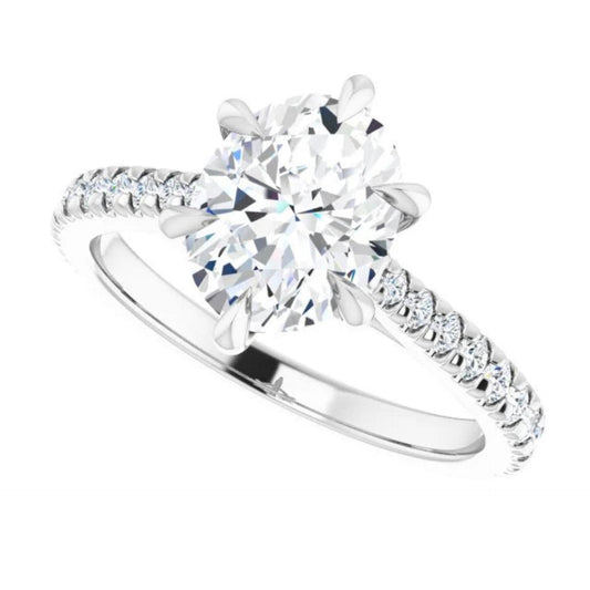 Oval Cut Solitaire With Accents Lab Grown Diamond Ring for Women