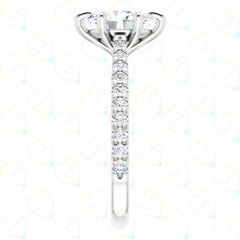 Oval Cut Solitaire With Accents Lab Grown Diamond Ring for Women