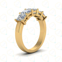 Princess Cut 5 Stone Lab Grown Diamond Ring for Women