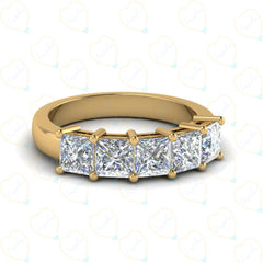 Princess Cut 5 Stone Lab Grown Diamond Ring for Women