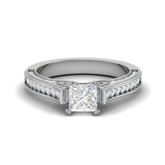 Princess-Cut Solitaire With Accents Sparkle Lab Grown Diamond Ring for