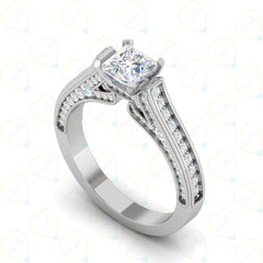 Princess-Cut Solitaire With Accents Sparkle Lab Grown Diamond Ring for