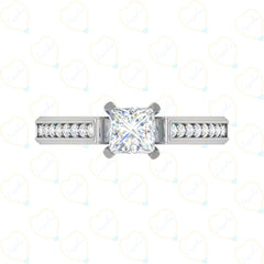 Princess-Cut Solitaire With Accents Sparkle Lab Grown Diamond Ring for