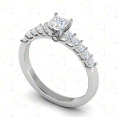 Princess-Cut Solitaire With Accents Luxury Lab Grown Diamond Ring for