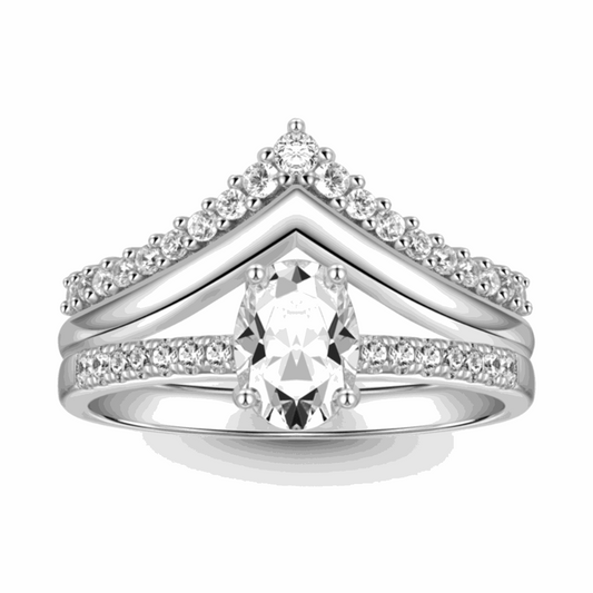 Oval Cut Bridal Set Lab Grown Diamond Ring for Women