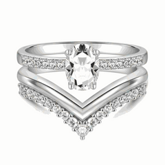 Oval Cut Bridal Set Lab Grown Diamond Ring for Women