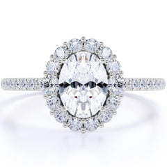 1.00 TCW Oval Cut Halo Lab-Grown Diamond Ring for Her