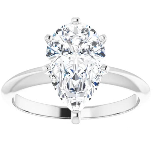 2.00 TCW Pear Cut Solitaire Lab Grown Diamond Ring for Women