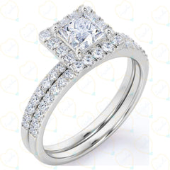 1.25 TCW Princess Cut Halo Lab Grown Diamond Ring for Women