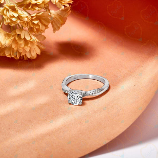 1.00 TCW Round Cut Twisted Lab Grown Diamond Ring for Women