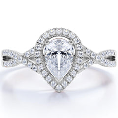 1.20 TCW Pear Cut Twisted Lab Grown Diamond Ring for Women