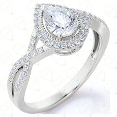 1.20 TCW Pear Cut Twisted Lab Grown Diamond Ring for Women