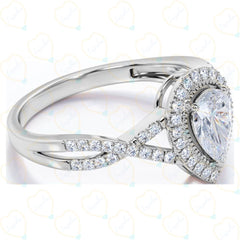 1.20 TCW Pear Cut Twisted Lab Grown Diamond Ring for Women