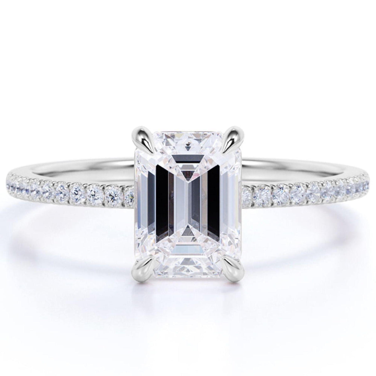 1.80 TCW Emerald Cut Solitaire With Accents Lab Grown Diamond Ring for Women