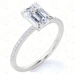 1.80 TCW Emerald Cut Solitaire With Accents Lab Grown Diamond Ring for Women