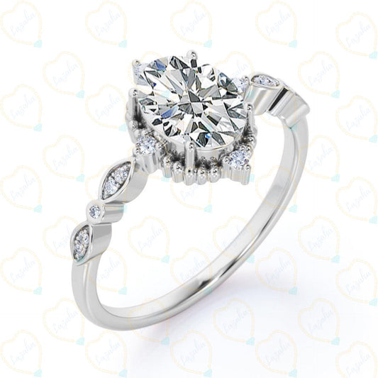 1.20 TCW Oval Cut Unique Lab Grown Diamond Ring for Women