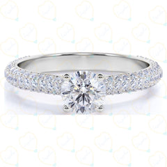 1.30 TCW Round Cut Solitaire With Accents Lab Grown Diamond Ring for Women