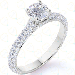 1.30 TCW Round Cut Solitaire With Accents Lab Grown Diamond Ring for Women